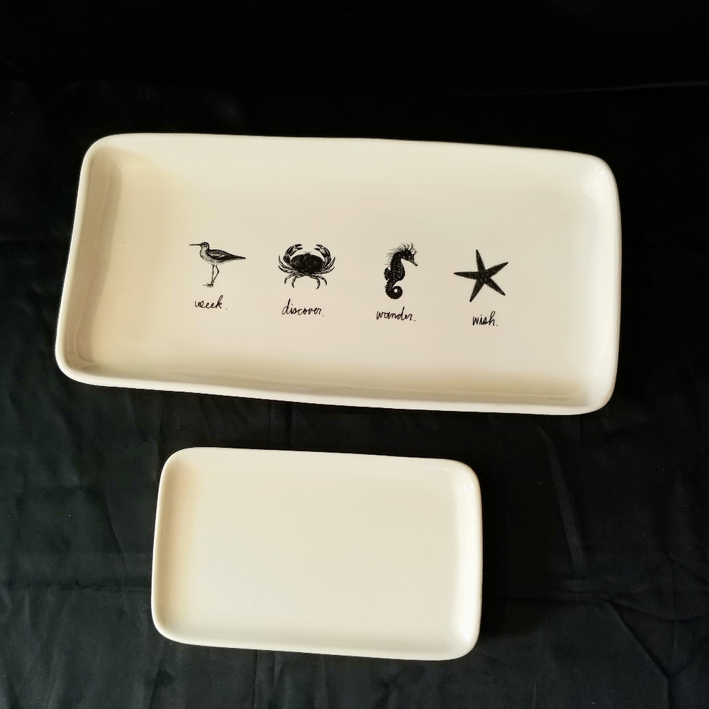 Set of 2 Rae Dunn Serving Trays A Small & A Large